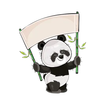 a cartoon panda holding a blank sign