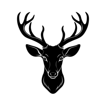 a deer head silhouetted on a white background