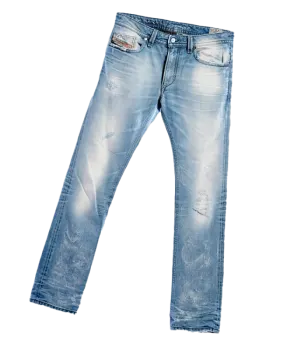 a pair of jeans on a white background