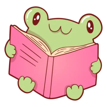 a frog reading a book