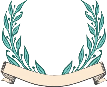a laurel wreath with a ribbon