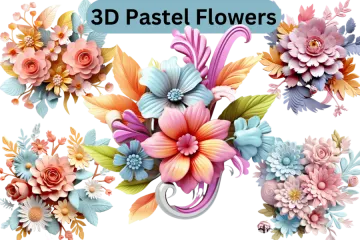 3 paste flowers transparent background