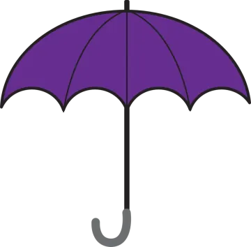 a purple umbrella on a white background