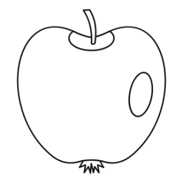 a black and white drawing of an apple