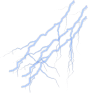 a white background with blue lightnings