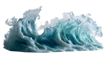 a wave of blue water on a white background