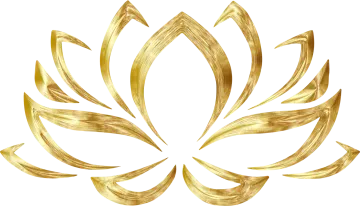 a golden lotus on a white background