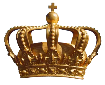 a gold crown with a cross on top
