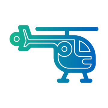 a blue and green helicopter with a white background