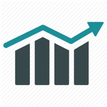 a bar graph icon with an arrow pointing up