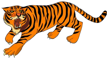 a cartoon tiger with its mouth open