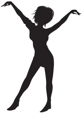 a silhouette of a woman dancing