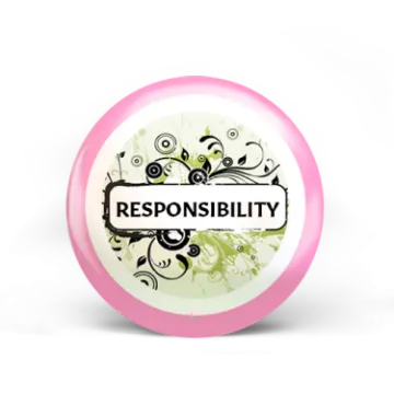 a pink ball with the word responsibility on it