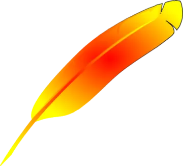 a yellow feather on a white background