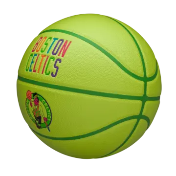 a basketball ball with the logo of the boston celtics