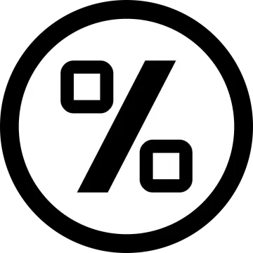 a black and white image of a percentage symbol