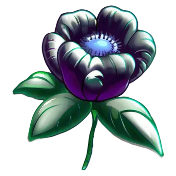a purple flower with green leaves