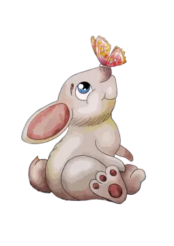an illustration of a rabbit with a butterfly on its head