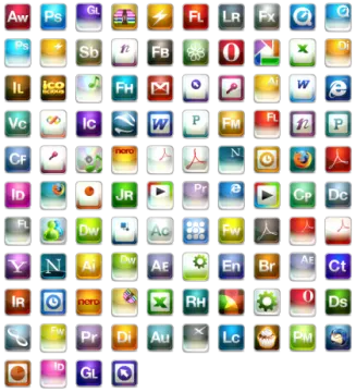 a bunch of different colored app icons