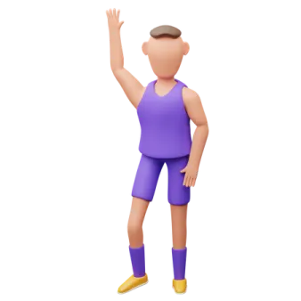 a person in purple shorts and yellow shoes
