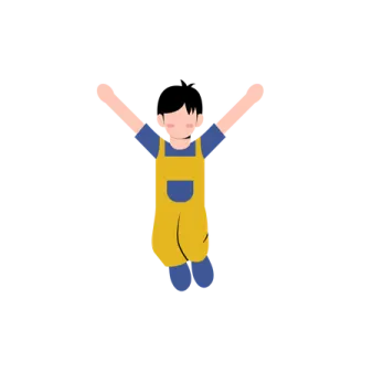 a person jumping in the air with their hands up