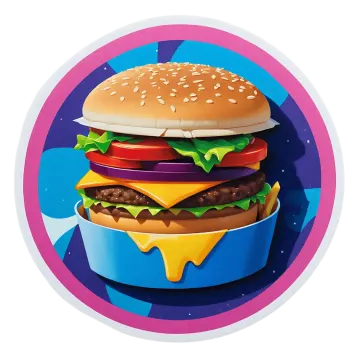 an image of a hamburger in a blue box