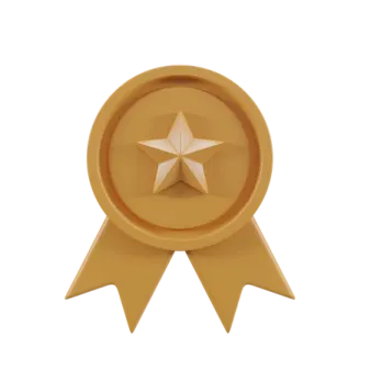 a gold medal with a star on it