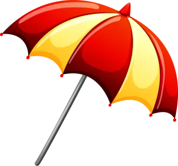 a red and yellow umbrella