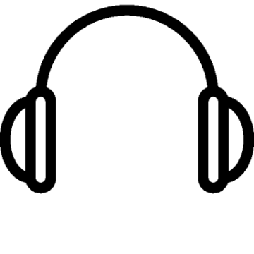 a headphone icon on a white background