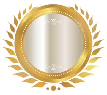a gold medal with a white background