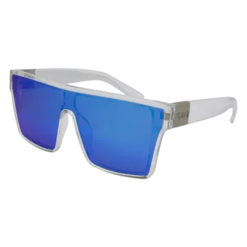 a pair of sunglasses with blue mirrored lenses