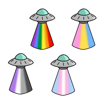 a set of ufo spaceships with different colors