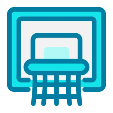 a blue and white icon of a computer