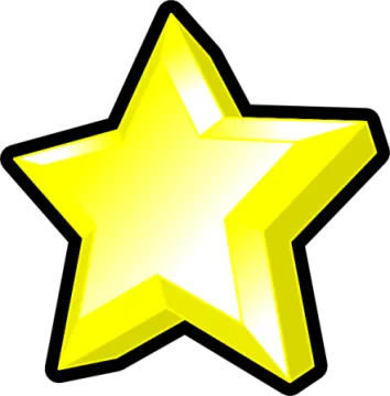 a yellow star on a white background