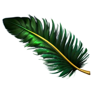 a green feather on a white background