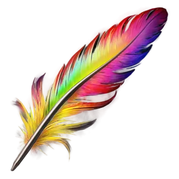 a colorful feather on a white background