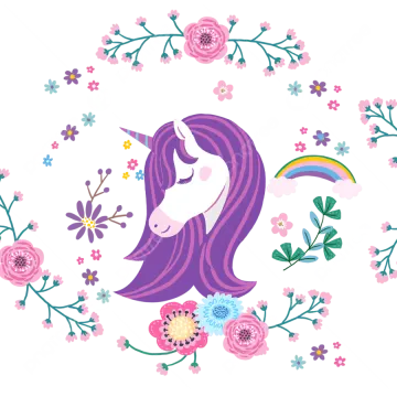 a unicorn surrounded by flowers and butterflies