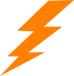 an orange lightning bolt on a white background