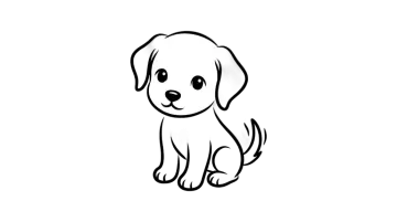 a black and white drawing of a dog