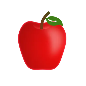 a red apple with a green leaf on top