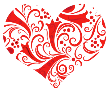 a red heart with swirls on it