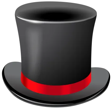 a black top hat with red trim