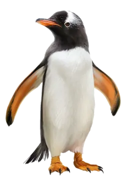 a painting of a penguin standing on its hinds