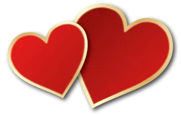 two red hearts on a white background