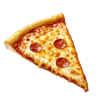 a slice of pizza on a white background