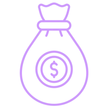 a money bag with a coin inside