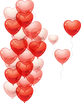 a bunch of red and white balloons
