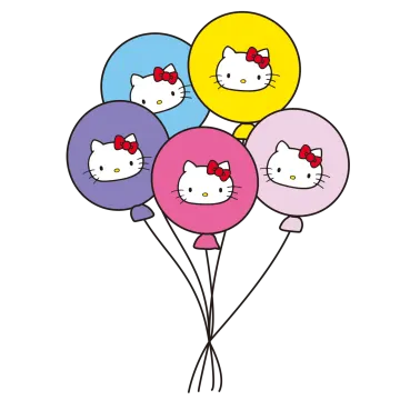 a bunch of hello kitty balloons