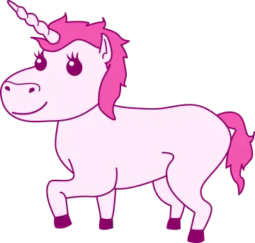 a pink unicorn with a long mane
