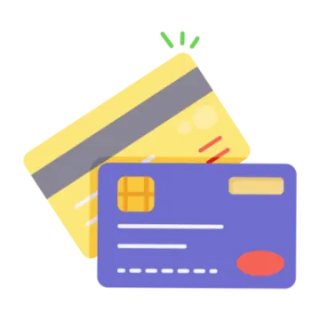 two credit cards, one is blue and the other is yellow